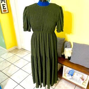 Olive Green Tiered Dress